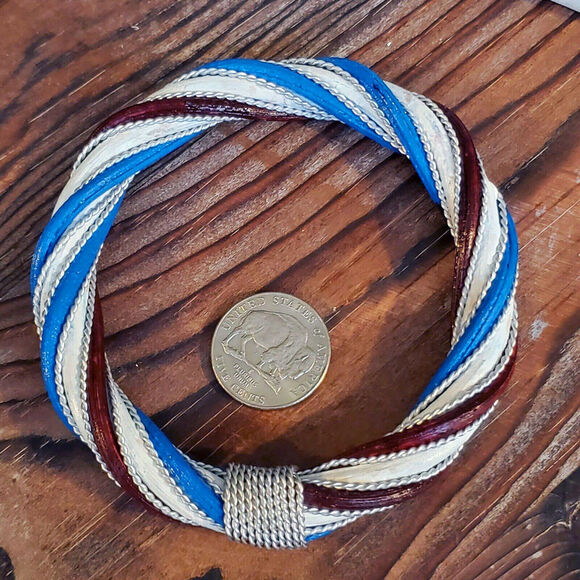 Hand Crafted Twisted Rattan Red Pink Bangle Bracelet Silver White Burgundy Blue - Picture 5 of 6